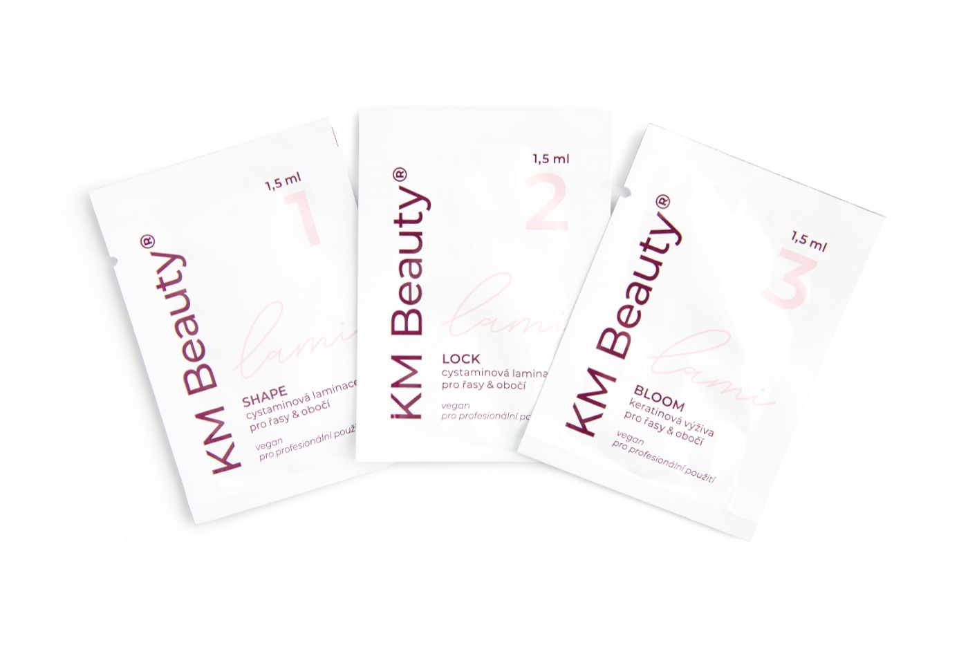 KM Beauty Shape, Lock and Bloom lamination sachets